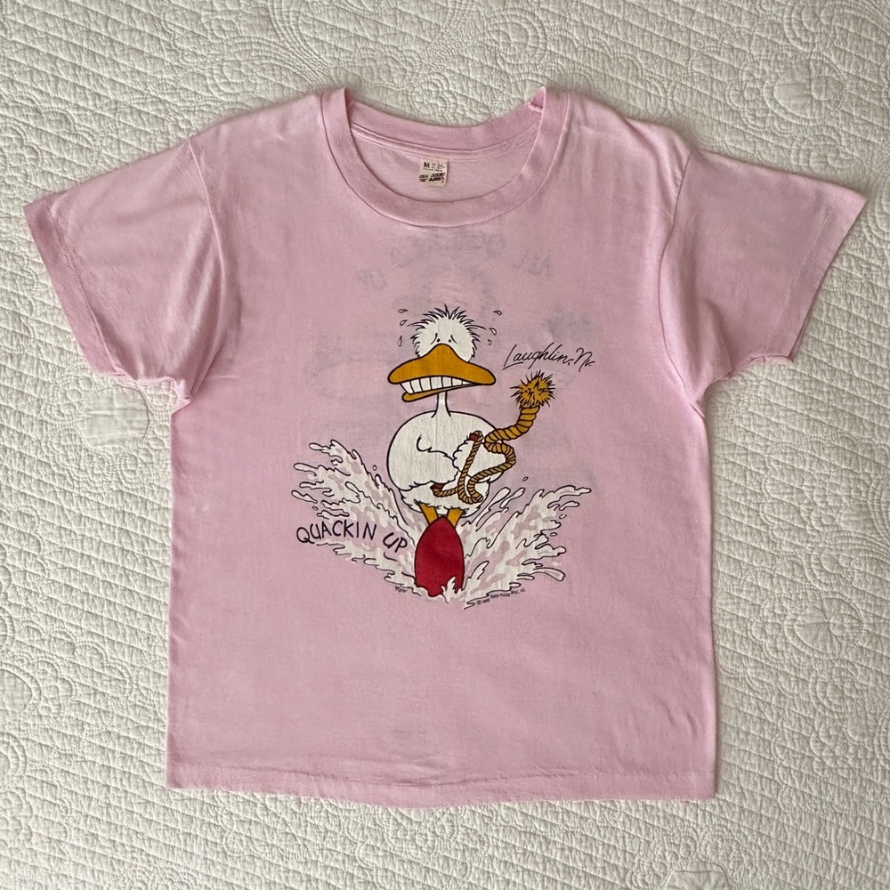 Vintage 80s Screen Stars Single Stitch Pink Laughlin Nevada T-Shirt Women’s M